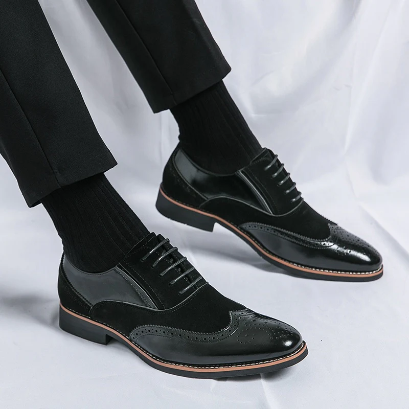 Men'S Dress Shoes Leather Classic Formal Men Oxfords Retro Derby Oxford - Image 8
