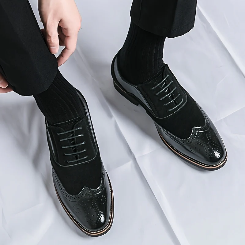 Men'S Dress Shoes Leather Classic Formal Men Oxfords Retro Derby Oxford - Image 9