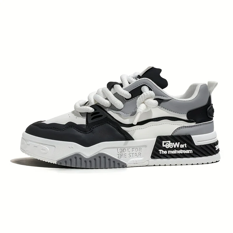 Men's Easily Wiped Clean Skate Shoes With Good Grip, Breathable Lace-up Sneakers, Men's Footwear - Image 5