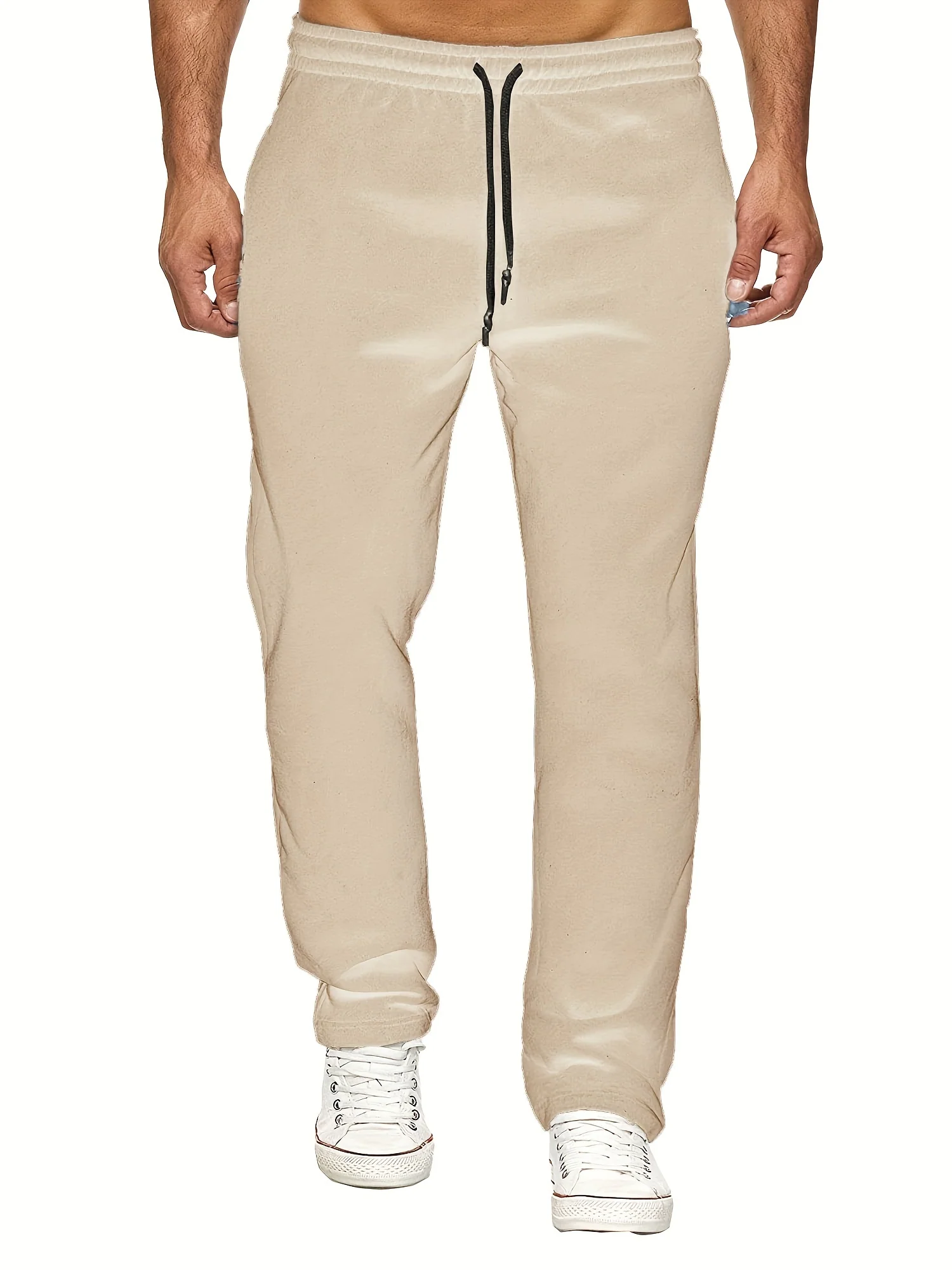 Men'S Fashion Casual Solid Color Fleece-Lined Joggers - Image 6