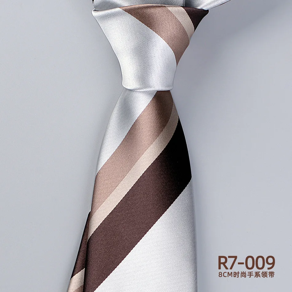 Men's Fashion Silk Tie 8cm Striped Novelty Necktie Blue Green Orange Color Ties For Men Floral Party Ties Wedding Business Gift - Image 32