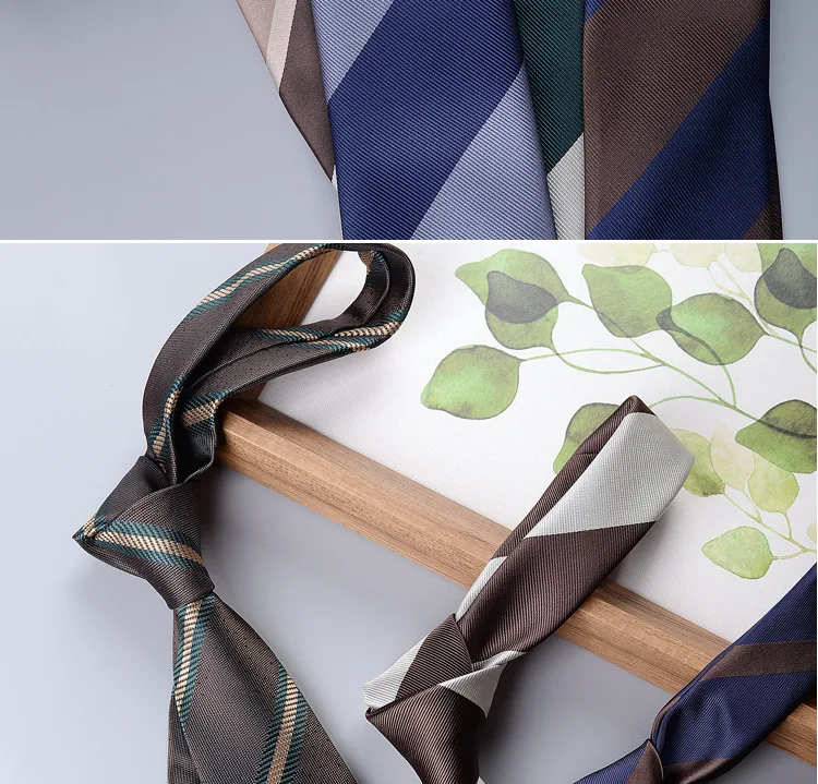 Men's Fashion Silk Tie 8cm Striped Novelty Necktie Blue Green Orange Color Ties For Men Floral Party Ties Wedding Business Gift - Image 7
