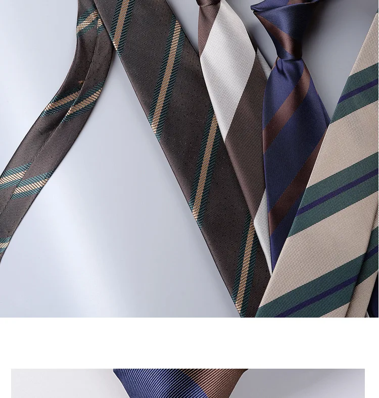 Men's Fashion Silk Tie 8cm Striped Novelty Necktie Blue Green Orange Color Ties For Men Floral Party Ties Wedding Business Gift - Image 8
