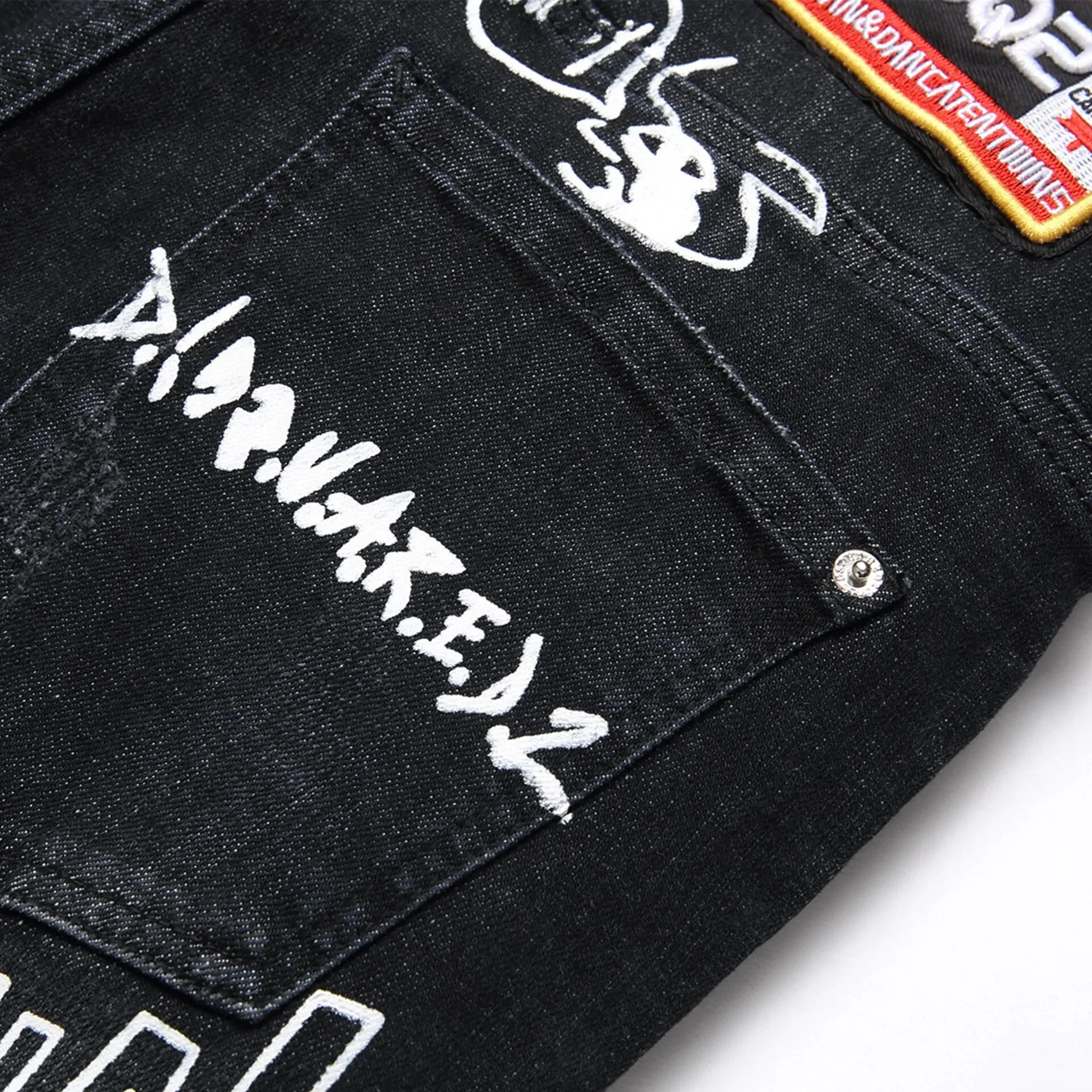 Men's Fashion Street Hip-Hop Jeans Men Stretchy Slim Fit Ripped High Quality Jeans 2023 New Male Punk Style Denim Pants Black - Image 4