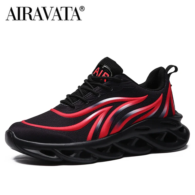 Men's Flame Printed Sneakers Flying Weave Sports Shoes Comfortable Running Shoes Outdoor Men Athletic Shoes - Image 2
