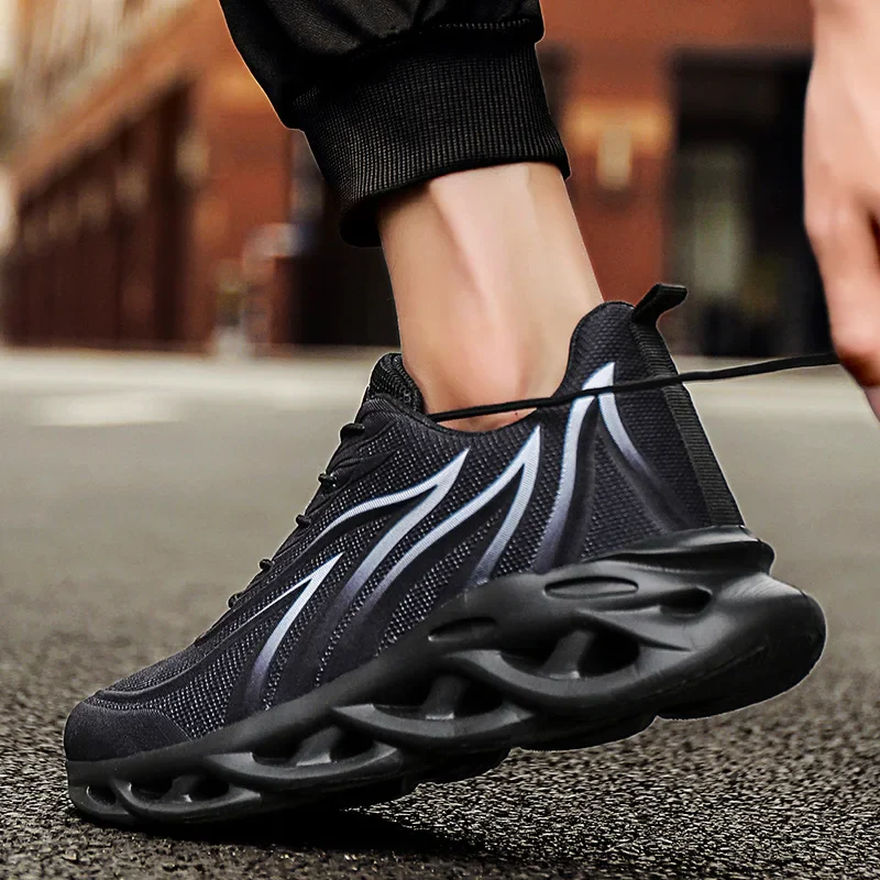 Men's Flame Printed Sneakers Flying Weave Sports Shoes Comfortable Running Shoes Outdoor Men Athletic Shoes - Image 6