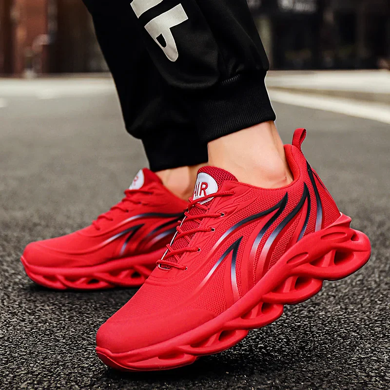 Men's Flame Printed Sneakers Flying Weave Sports Shoes Comfortable Running Shoes Outdoor Men Athletic Shoes - Image 7