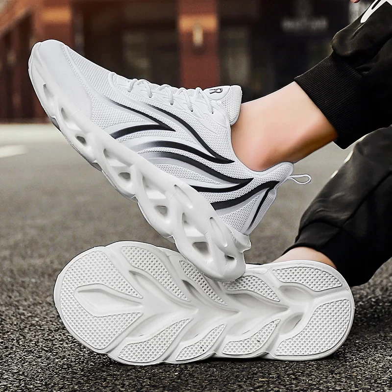 Men's Flame Printed Sneakers Flying Weave Sports Shoes Comfortable Running Shoes Outdoor Men Athletic Shoes - Image 8