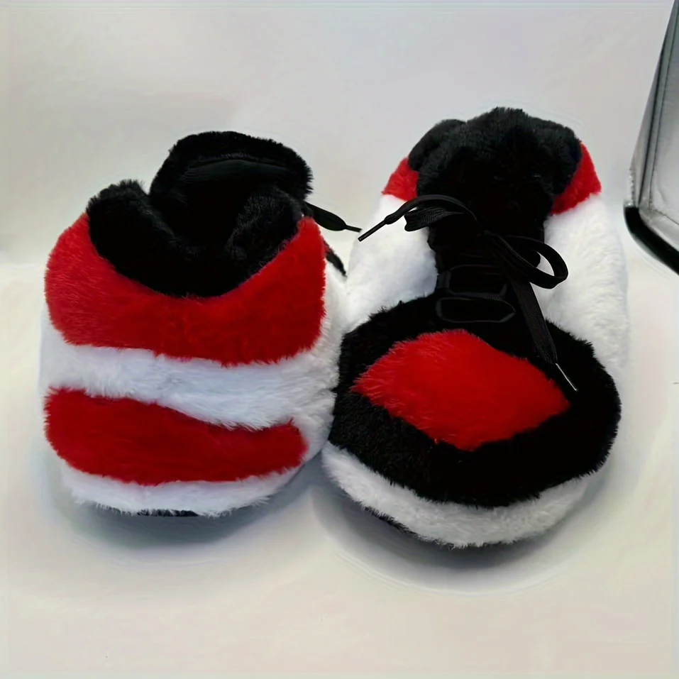 Men's Fuzzy Lace Up Thermal Home Shoes, Comfy Non Slip Casual Funny Indoor Shoes, Men's Footwear - Image 6