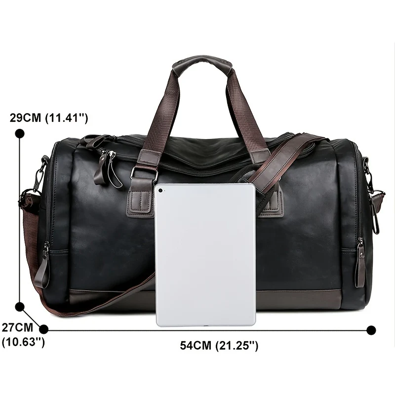 Men'S Genuine Travel Duffel Bag - Adjustable Shoulder Straps, Multiple Compartments, Durable & Stylish for Weekends, Trips & Daily Use (Black), Luggage for Travel, Secure Zipper Closure - Image 6