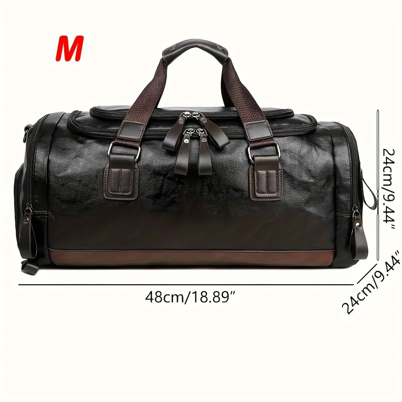 Men'S Genuine Travel Duffel Bag - Adjustable Shoulder Straps, Multiple Compartments, Durable & Stylish for Weekends, Trips & Daily Use (Black), Luggage for Travel, Secure Zipper Closure - Image 7