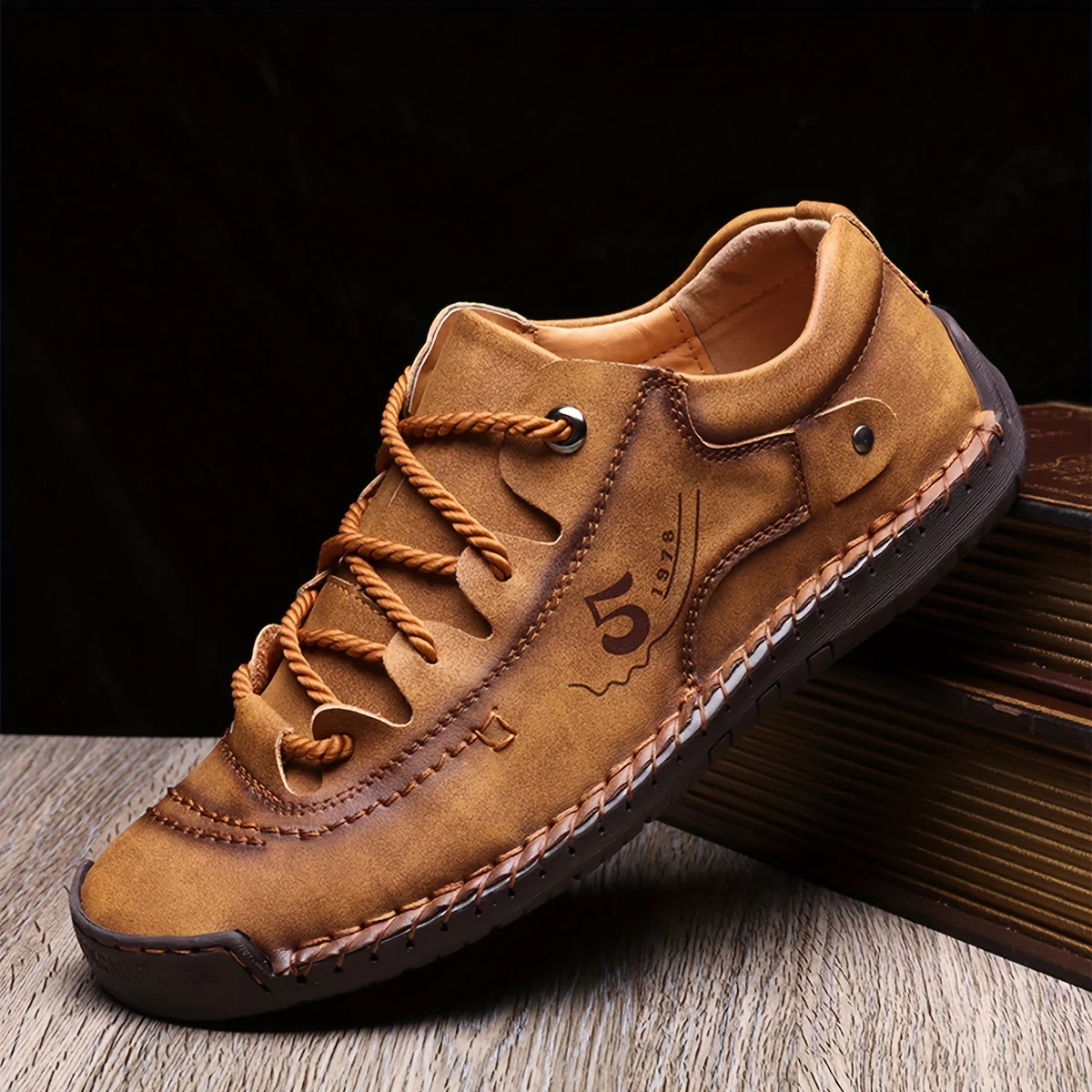 Men's Handmade Stitching Casual Shoes Flats Outdoor Walking Sneakers - Image 2