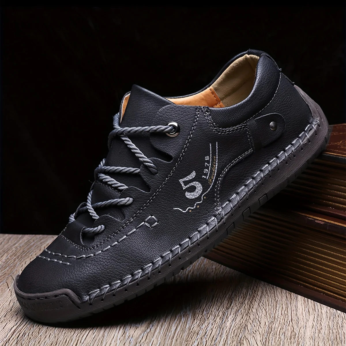 Men's Handmade Stitching Casual Shoes Flats Outdoor Walking Sneakers - Image 3