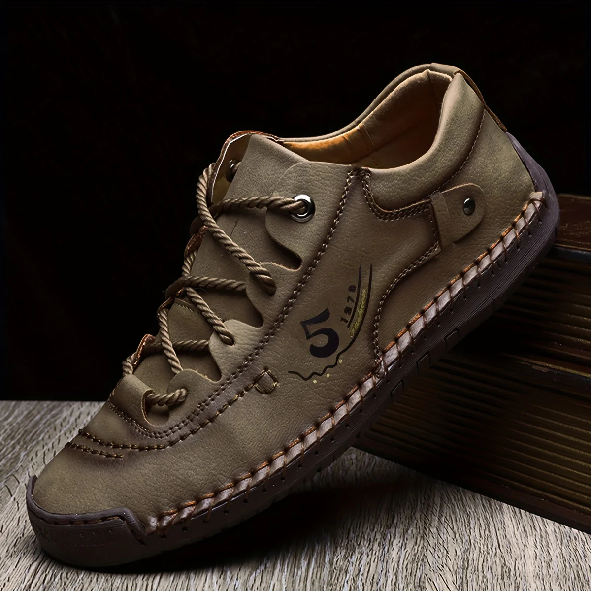 Men's Handmade Stitching Casual Shoes Flats Outdoor Walking Sneakers - Image 4