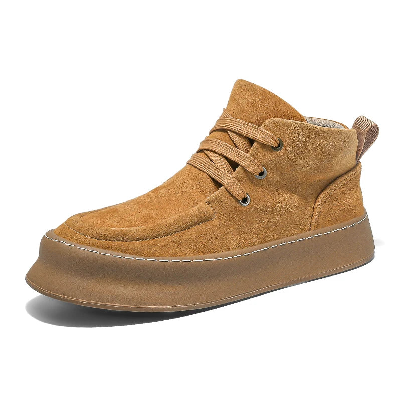 Men's High-top Boots in Solid Colors Flat Heels and Lace-up A Trendy Brand Design for The Four Seasons Fashion Walking Boots - Image 7