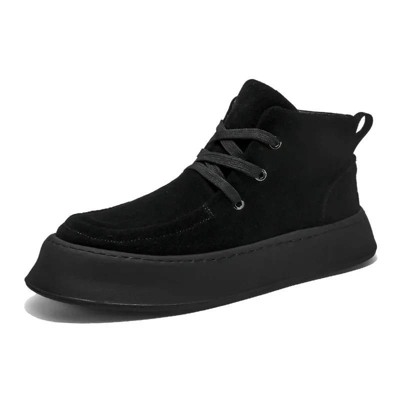 Men's High-top Boots in Solid Colors Flat Heels and Lace-up A Trendy Brand Design for The Four Seasons Fashion Walking Boots - Image 8