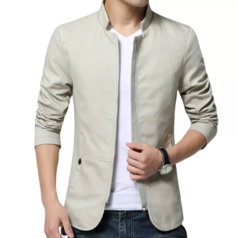 Mens Jacket Fashion Standing Collar Jacket Coats Men Slim Fit Business Casual Male Jackets Men Clothing Plus Size M-5XL Solid - Image 4