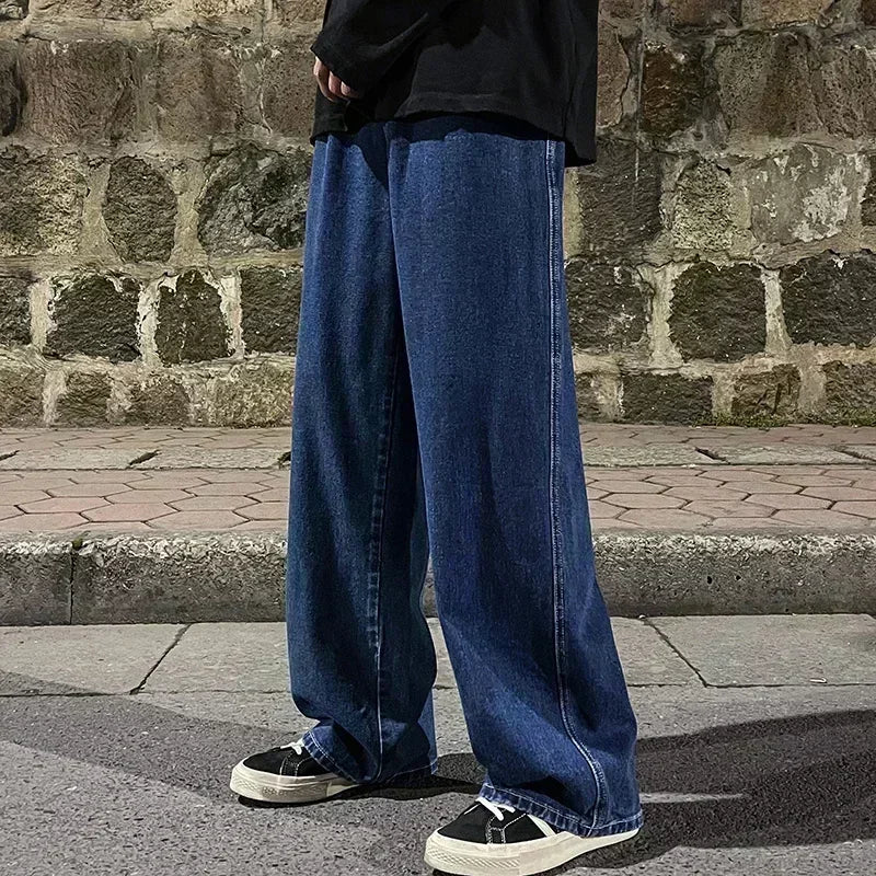 Men's Jeans American Loose Wide-leg Loose Straight Casual Trousers Street Hip-hop Baggy Jeans Black Grey Blue Streetwear Men - Image 9