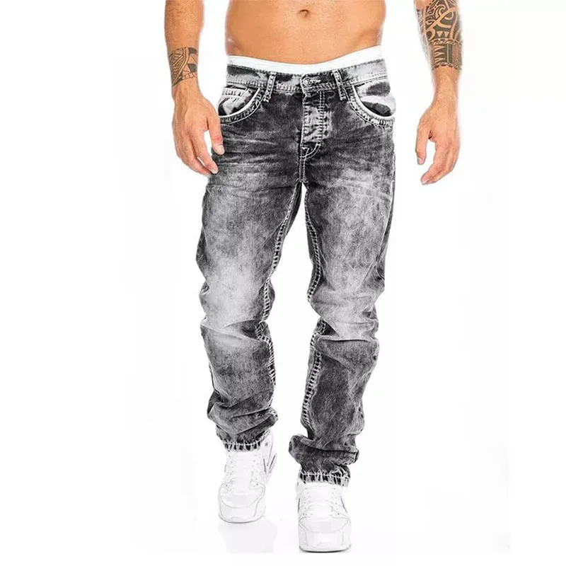 Mens Jeans Brands Straight Stretch Slim Jean Homme Pantalones Hombre Casual Pants Denim Trousers Baggy Jeans Black Blue - Image 4