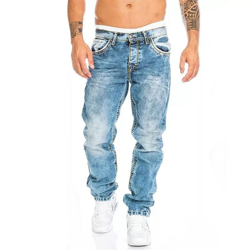 Mens Jeans Brands Straight Stretch Slim Jean Homme Pantalones Hombre Casual Pants Denim Trousers Baggy Jeans Black Blue - Image 6