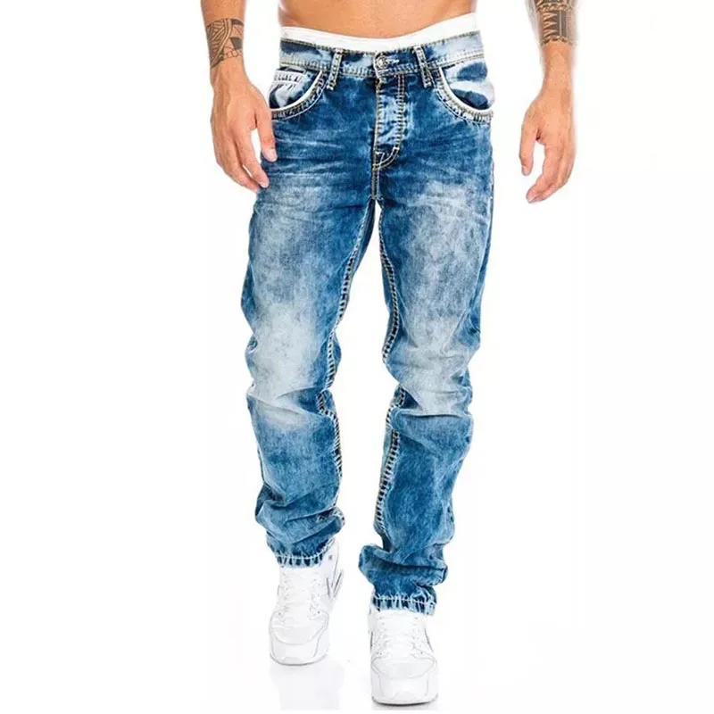 Mens Jeans Brands Straight Stretch Slim Jean Homme Pantalones Hombre Casual Pants Denim Trousers Baggy Jeans Black Blue - Image 9