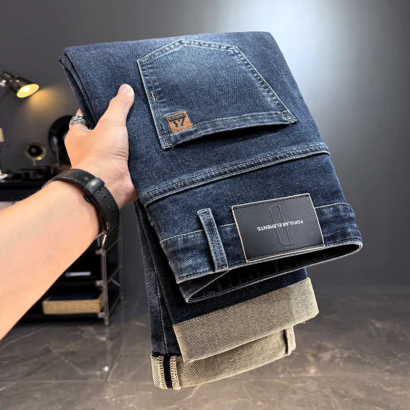 Men's Jeans Casual Long Straight Stretch Denim Pants Autumn Winter Classic Belted Jeans Korean Fashion Blue Black Jean Trousers - Image 20