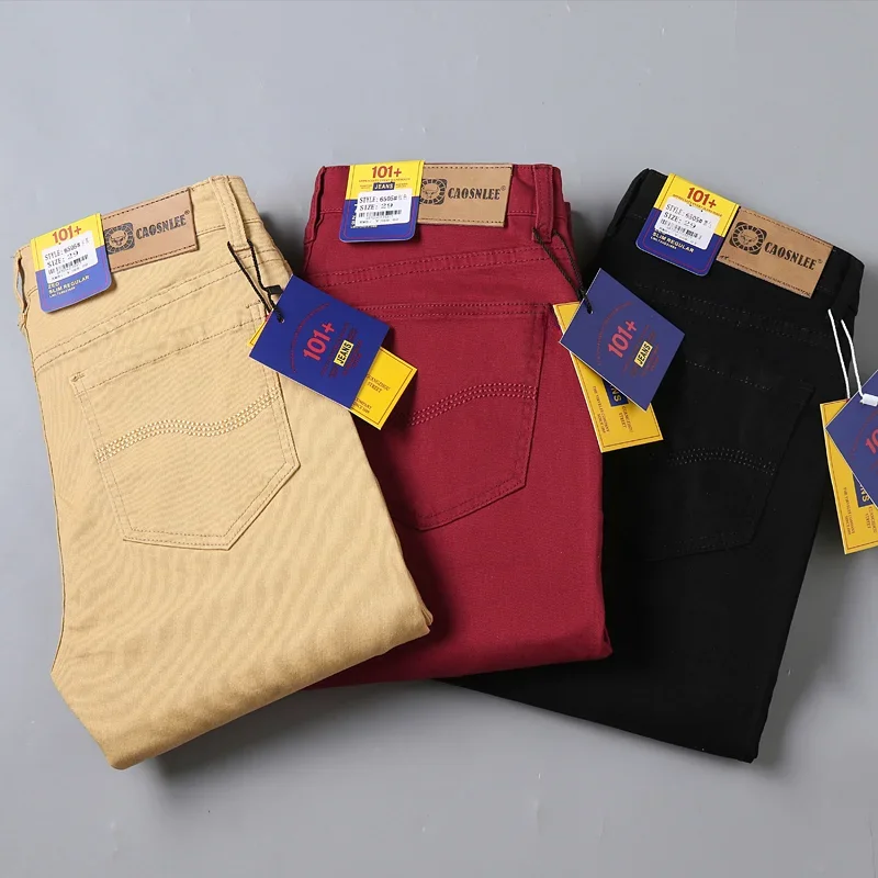 Men's Jeans Pure White Fashion Elastic Slim Youth Slimming Straight Leg Male Pants Business Casual Middle Age High End Trousers - Image 6