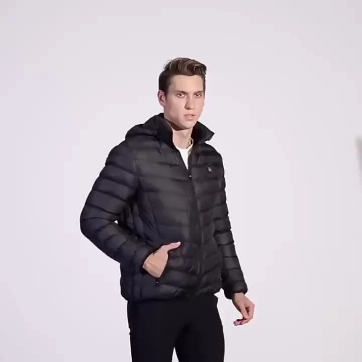 Men's Lightweight Heated Jacket - USB-Powered, Quilted Winter Coat with Adjustable Temperature Control, Zip-Up Hooded Design, Long Sleeves, Outdoor Warmth (Battery Not Included), Winter Jacket - Image 10