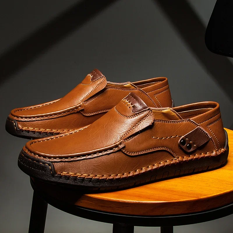Mens Loafers Breathable Slip on Italian Driving Shoes Chaussure Homme Genuine Leather Men Handmade Casual Shoes - Image 2