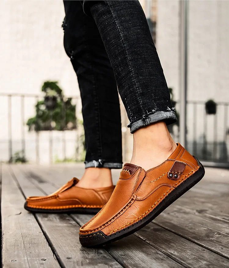 Mens Loafers Breathable Slip on Italian Driving Shoes Chaussure Homme Genuine Leather Men Handmade Casual Shoes - Image 5