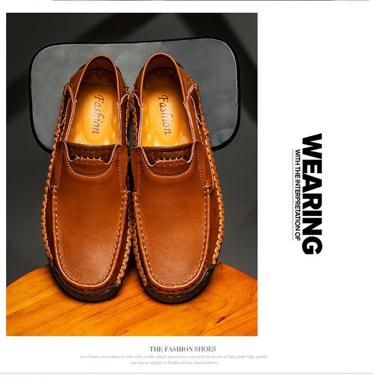 Mens Loafers Breathable Slip on Italian Driving Shoes Chaussure Homme Genuine Leather Men Handmade Casual Shoes - Image 7