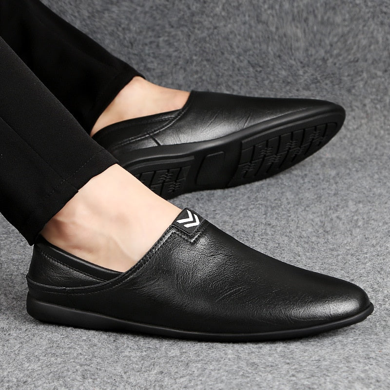 Men's Peas Shoes Comfortable Genuine Leather Men Casual Shoes Breathable Loafers Slip-on Footwear Walking Driving Shoes fg6 - Image 4