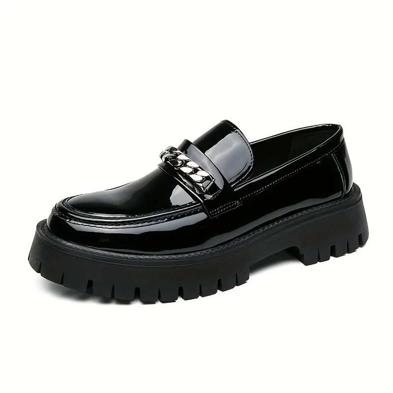 Men's Platform Business Shoes, Comfy Non Slip Casual Durable Rubber Sole Chunky Office Shoes, Men's Footwear - Image 12