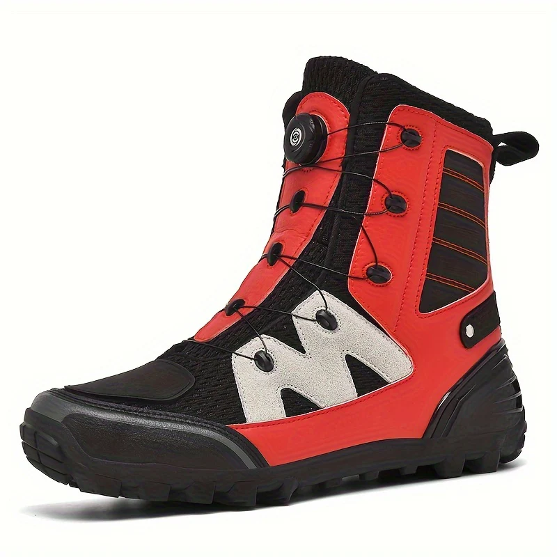 Men's Professional High Top Motorbike Boots With Adjustable Rotating Buckle, Comfy Non Slip Durable Microfiber Upper Rubber Sole Shoes, Men's Footwear - Image 9