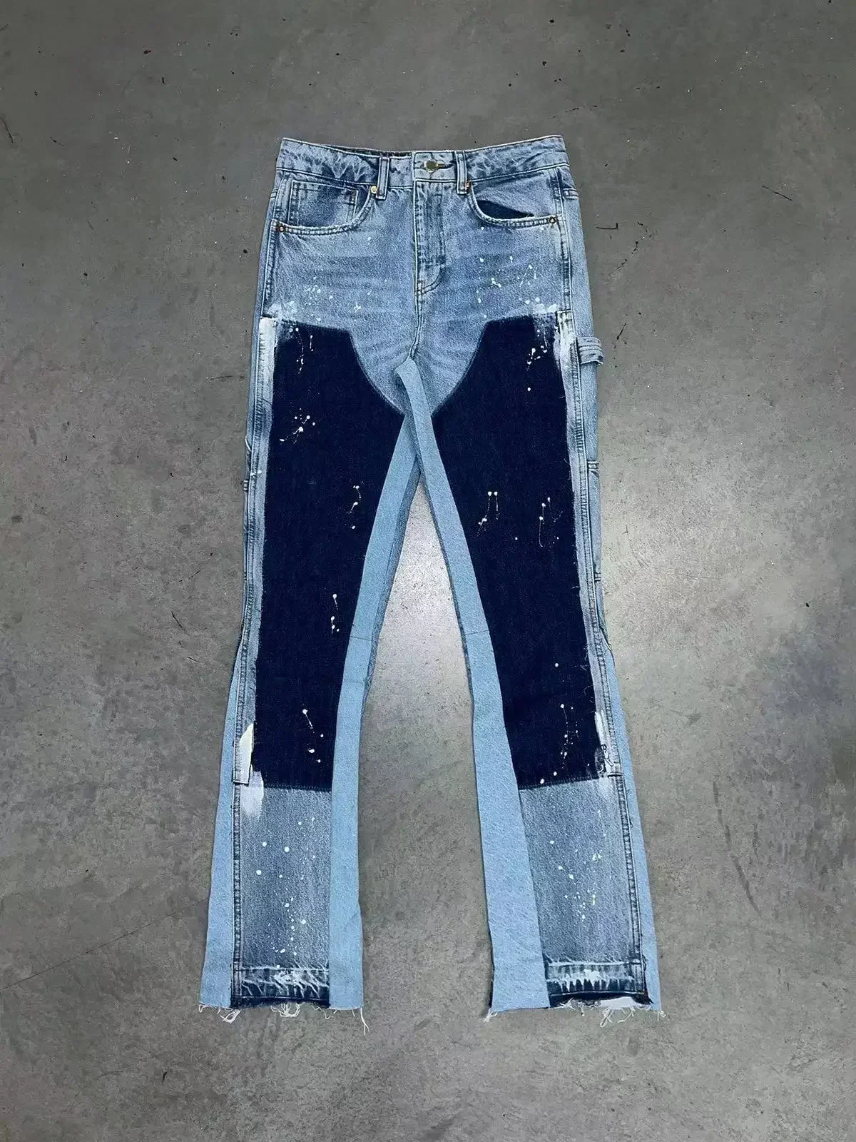 Men's Punk High Street Raw-Edge Skinny Jeans with Micro Trumpet Detail Y2K Low Rise Stretch Floor Length Biker Rock Pants 2025 - Image 3
