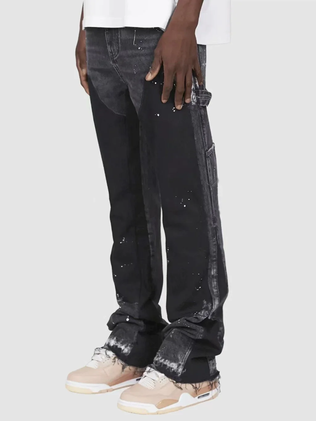 Men's Punk High Street Raw-Edge Skinny Jeans with Micro Trumpet Detail Y2K Low Rise Stretch Floor Length Biker Rock Pants 2025 - Image 4