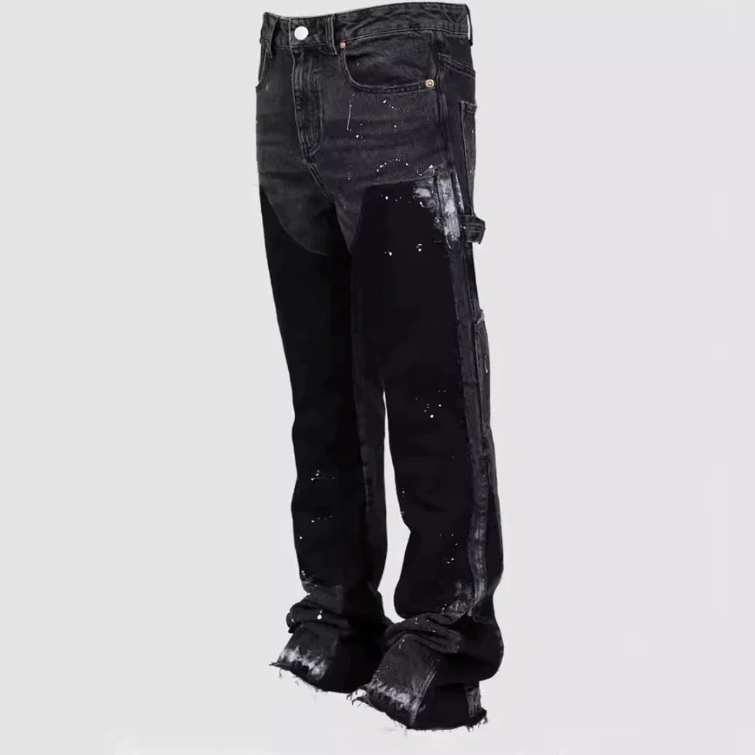 Men's Punk High Street Raw-Edge Skinny Jeans with Micro Trumpet Detail Y2K Low Rise Stretch Floor Length Biker Rock Pants 2025 - Image 8