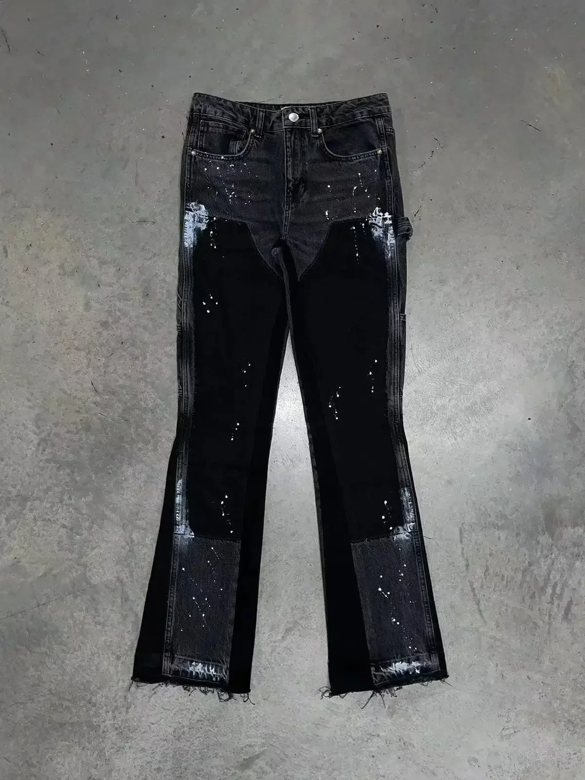 Men's Punk High Street Raw-Edge Skinny Jeans with Micro Trumpet Detail Y2K Low Rise Stretch Floor Length Biker Rock Pants 2025 - Image 9