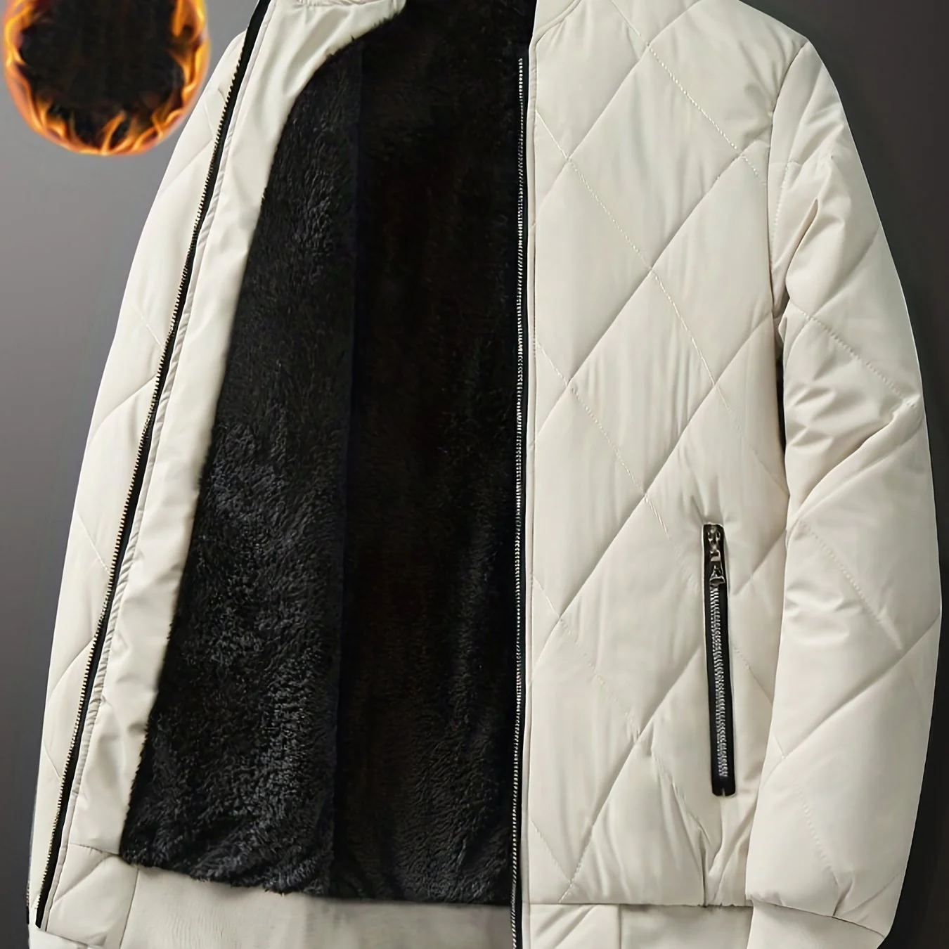 Men's Regular Fit Solid Color Sherpa Lined Varsity Jacket, Casual Fleece Lined Baseball Jacket Coat for Winter Autumn - Image 13