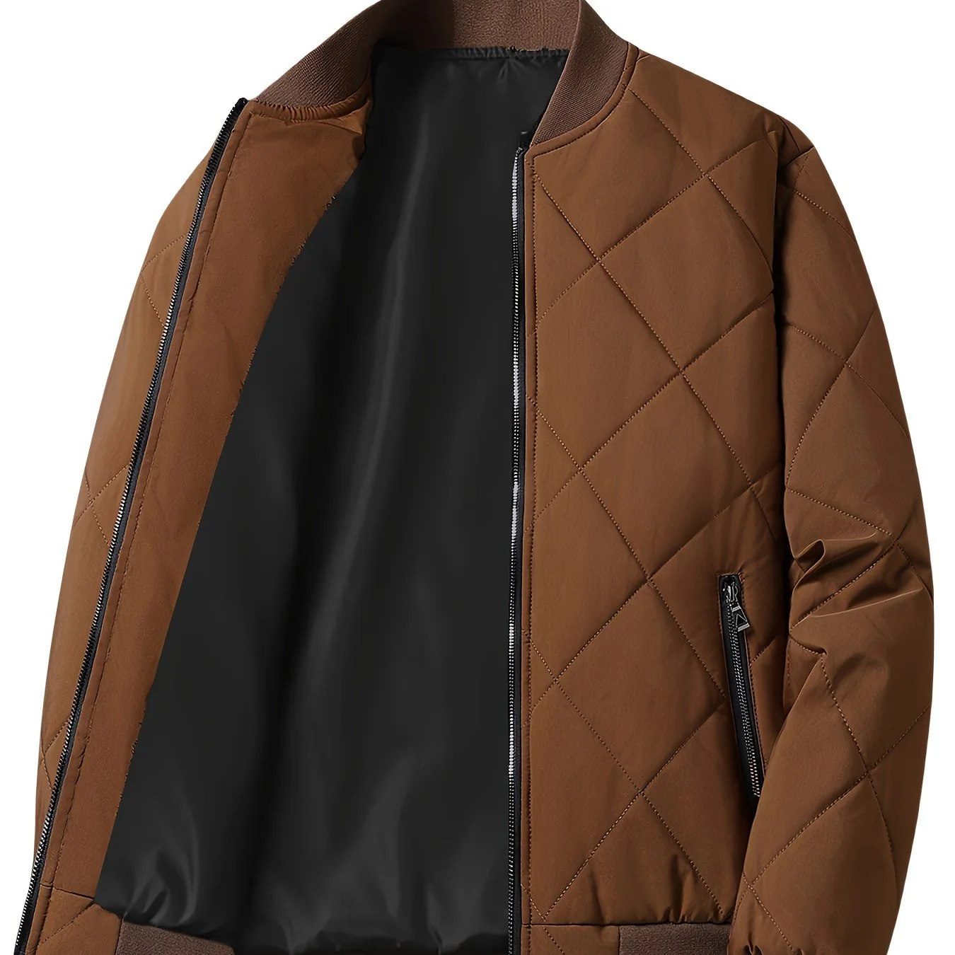 Men's Regular Fit Solid Color Sherpa Lined Varsity Jacket, Casual Fleece Lined Baseball Jacket Coat for Winter Autumn - Image 14