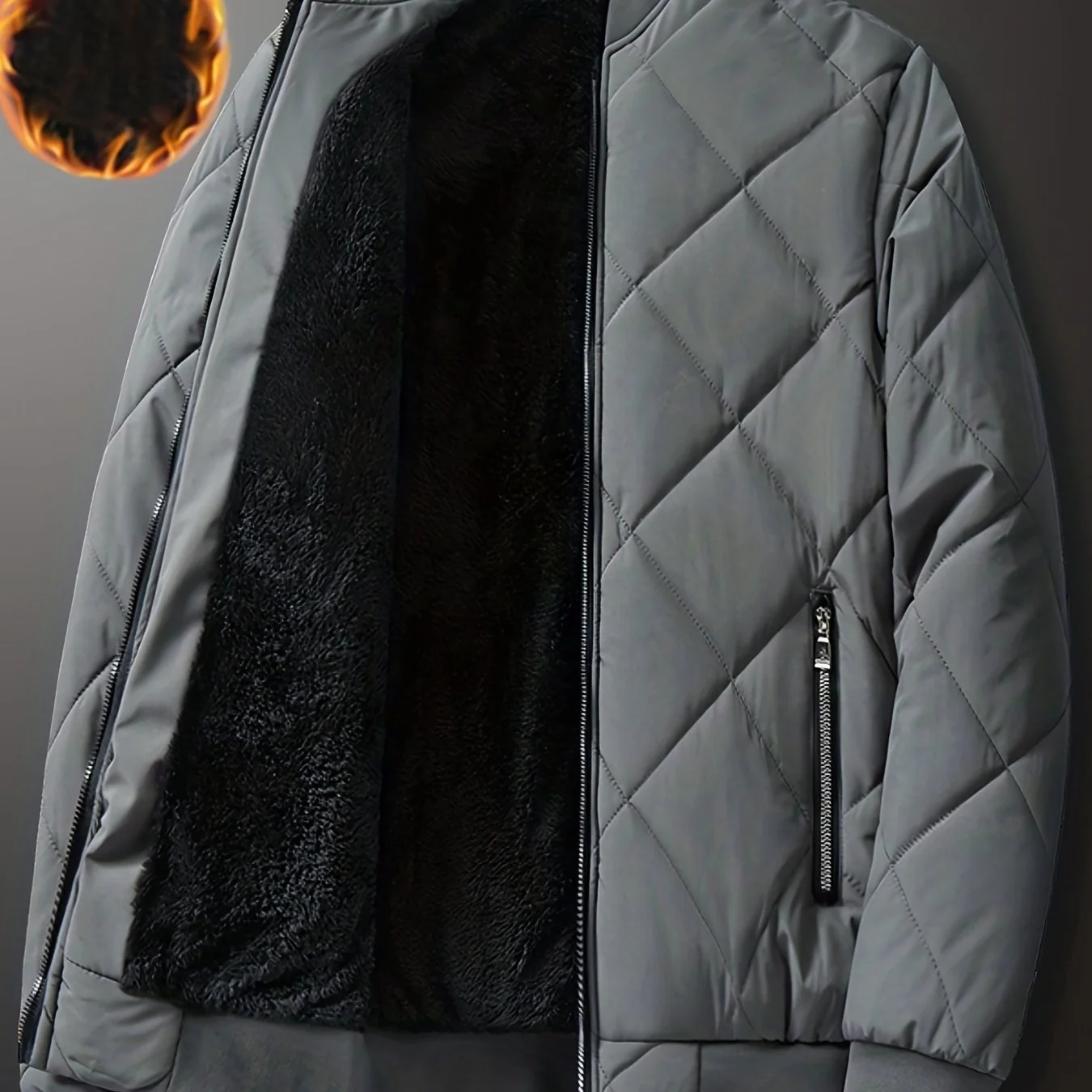 Men's Regular Fit Solid Color Sherpa Lined Varsity Jacket, Casual Fleece Lined Baseball Jacket Coat for Winter Autumn - Image 25