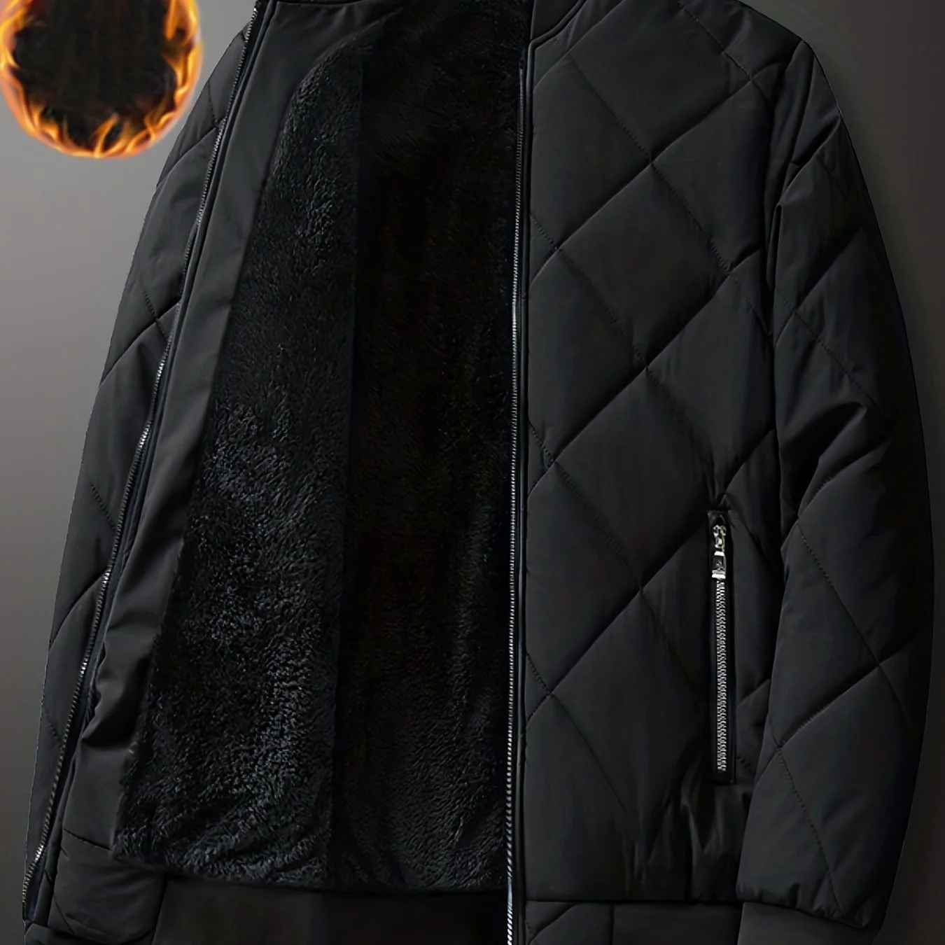 Men's Regular Fit Solid Color Sherpa Lined Varsity Jacket, Casual Fleece Lined Baseball Jacket Coat for Winter Autumn - Image 26