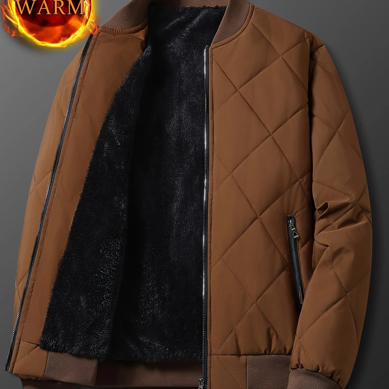 Men's Regular Fit Solid Color Sherpa Lined Varsity Jacket, Casual Fleece Lined Baseball Jacket Coat for Winter Autumn - Image 28