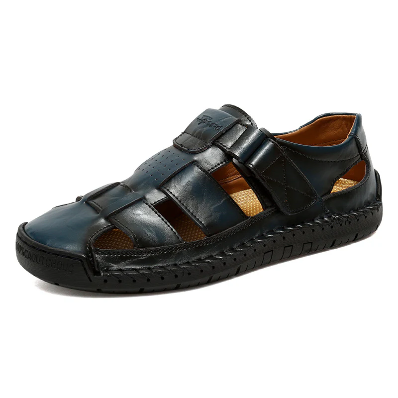 Men's Retro Brown Faux Leather Sandals - Adjustable Hook and Loop Fastener, Non-Slip Rubber Sole, Comfortable Open-Toe Slides for Outdoor Hiking, Trekking, Beach Wear | Spring/Summer/Autumn - Image 23