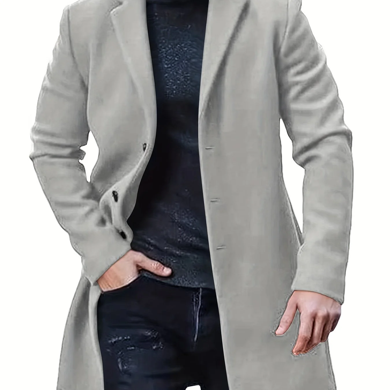 Men's Retro Trench Coat, Semi-formal Warm Single Breasted Overcoat For Fall Winter Business - Image 13