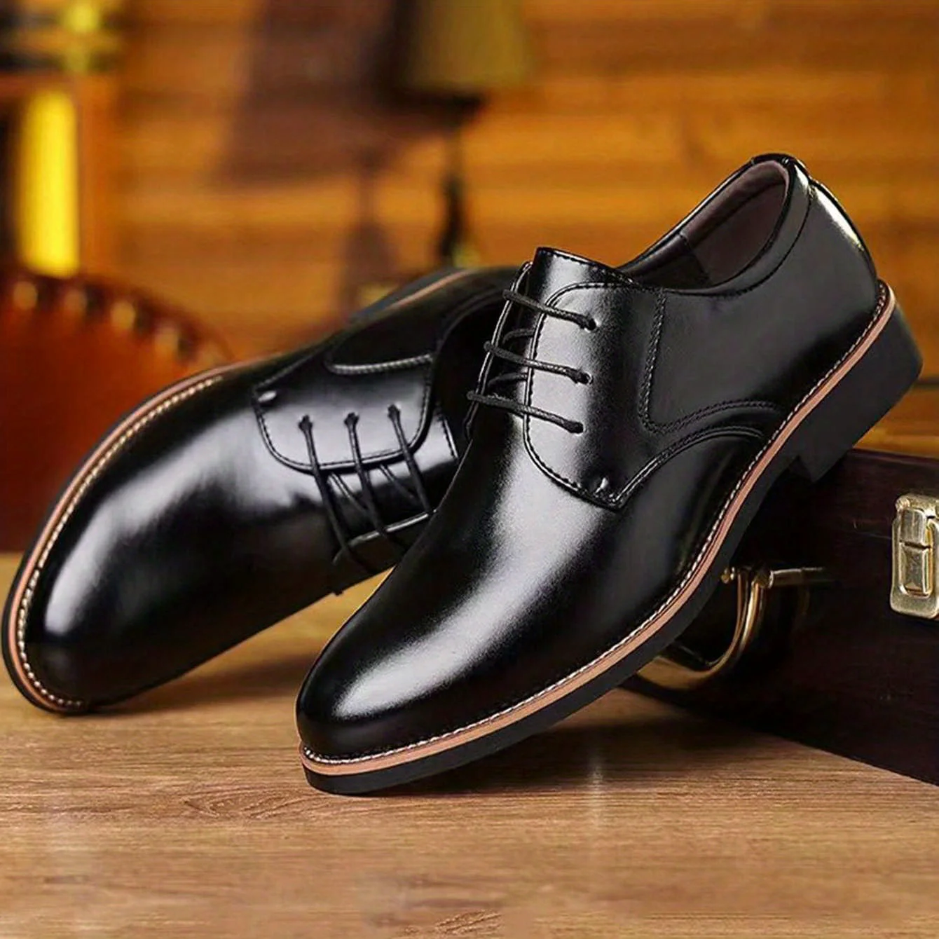 Men's Round Toe Lace-Up Derby Shoes, Wear-resistant Non-Slip Formal Shoes For Wedding Party Business, Middle Aged Men's Footwear - Image 29
