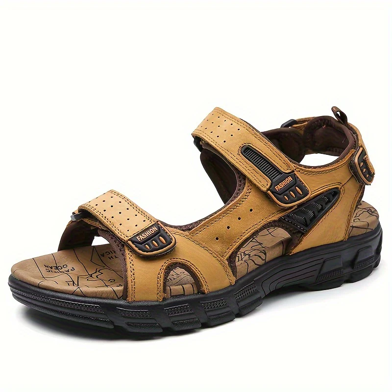 Men's Sandals for Men - Genuine Leather Summer Sandals with Closure, Thick Sole, Open Toe, High Quality, Lightweight & Breathable for Beach, Hiking, and Casual Wear - Casual Outdoor Shoes with Rubber Sole and Cow Leather Uppe - Image 10
