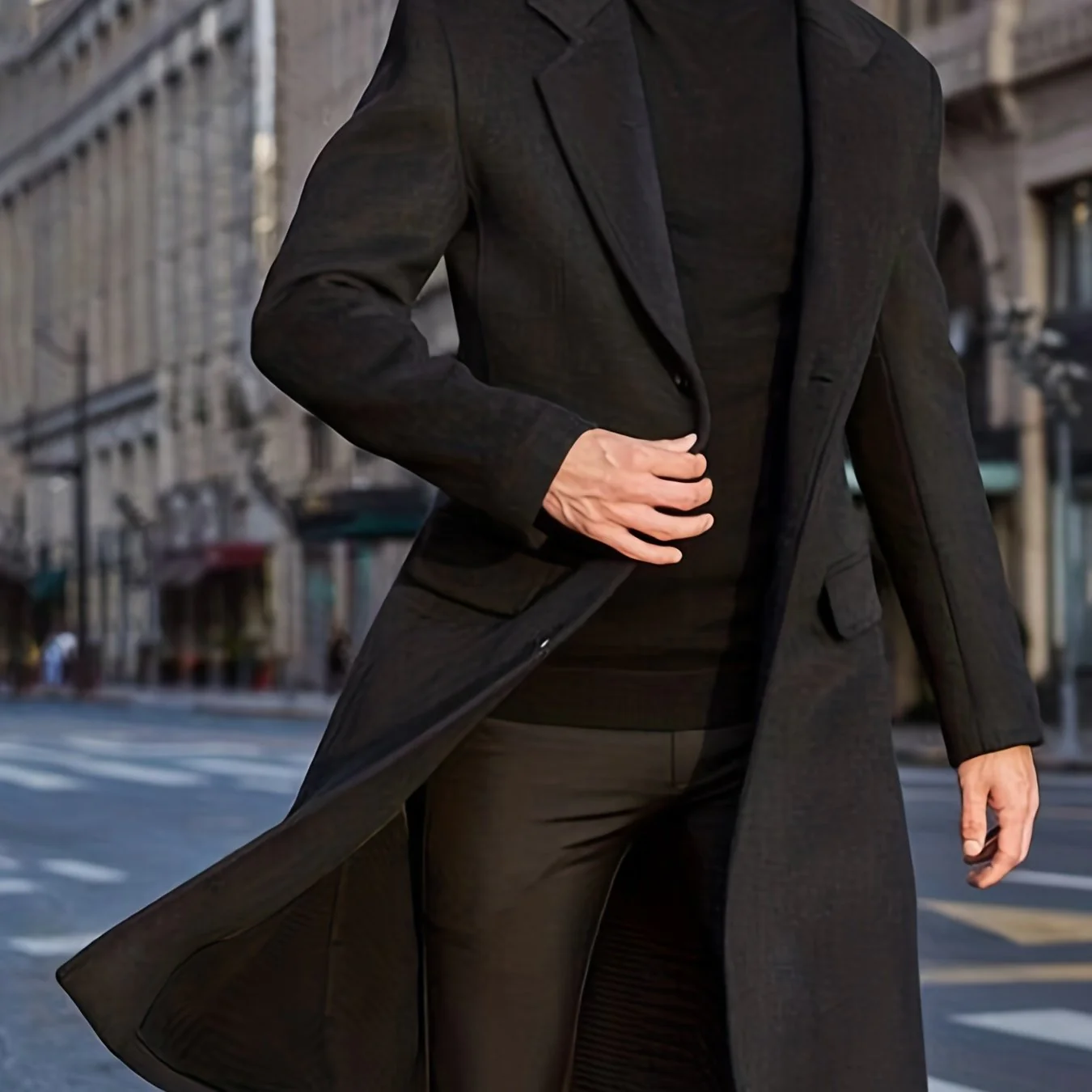 Men's Semi-formal Single Breasted Lapel Elegant Retro Trench Coat for Fall Winter Business - Image 9