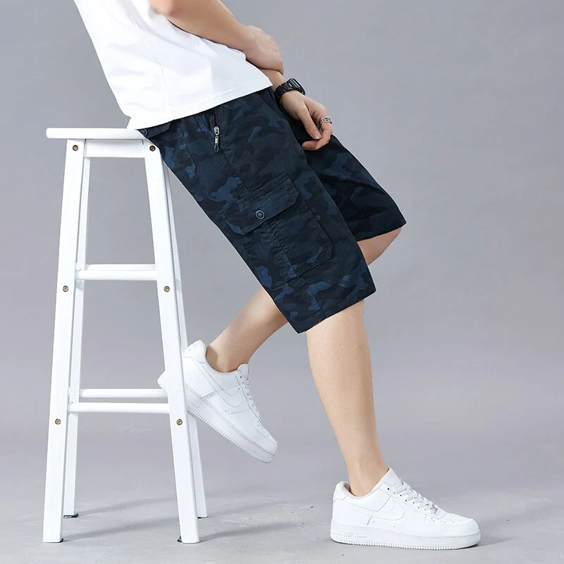 Men's Shorts Summer Breeches 2023 Thin Cotton Knee Length Trousers Male Quick Drying Beach Camouflage Cargo Pants Men Clothing - Image 3