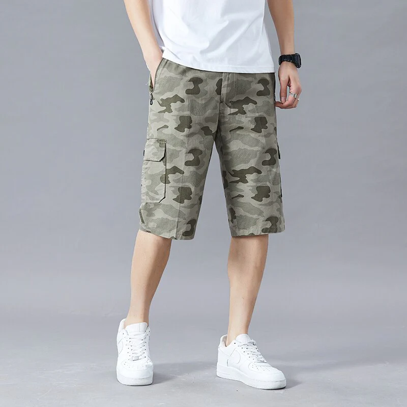 Men's Shorts Summer Breeches 2023 Thin Cotton Knee Length Trousers Male Quick Drying Beach Camouflage Cargo Pants Men Clothing - Image 5
